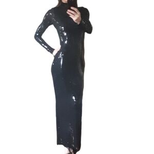 Zara Black Sequin Long Sleeve Dress